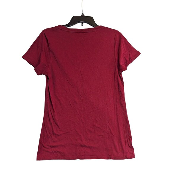 Wonder Woman Womens V-Neck T-Shirt Size L  100% Cotton  Red & Gold Logo - Picture 4 of 4